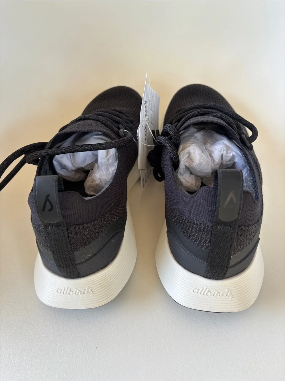 allbirds Dasher, Men’s size 9, Black Knit/White Sole, new condition
